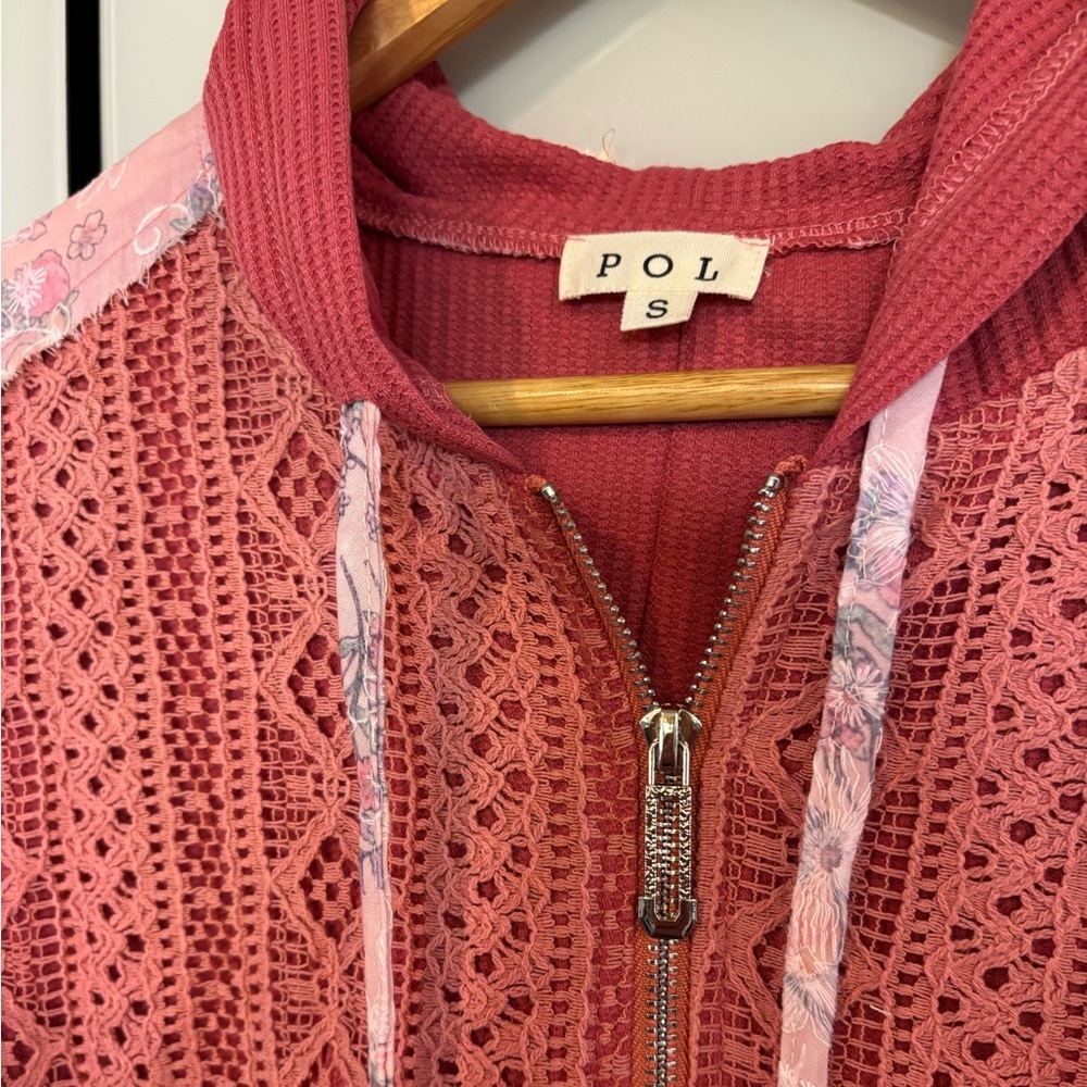 POL Cranberry Crochet Ruffle Jacket NIP - Picture 7 of 7